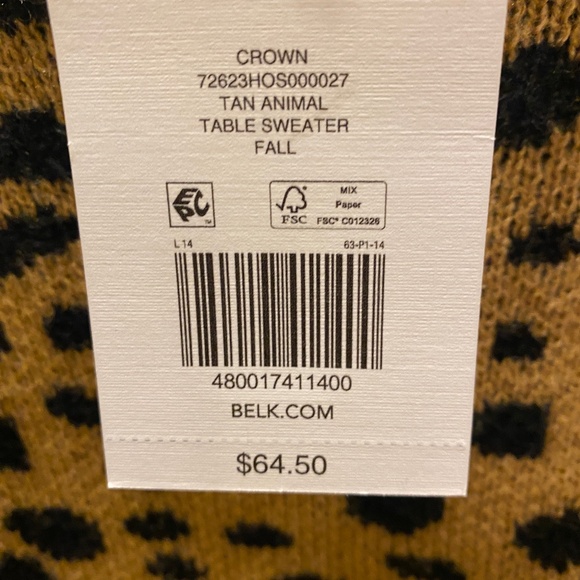 Animal Print Winter Sweater By Crown And Ivy Size M 100% Acrylic - Picture 3 of 8